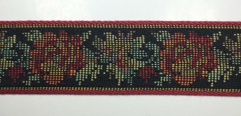 1" Woven Tapestry Floral Elegant Webbing Trim -12 Continuous Yards- MANY COLORS!