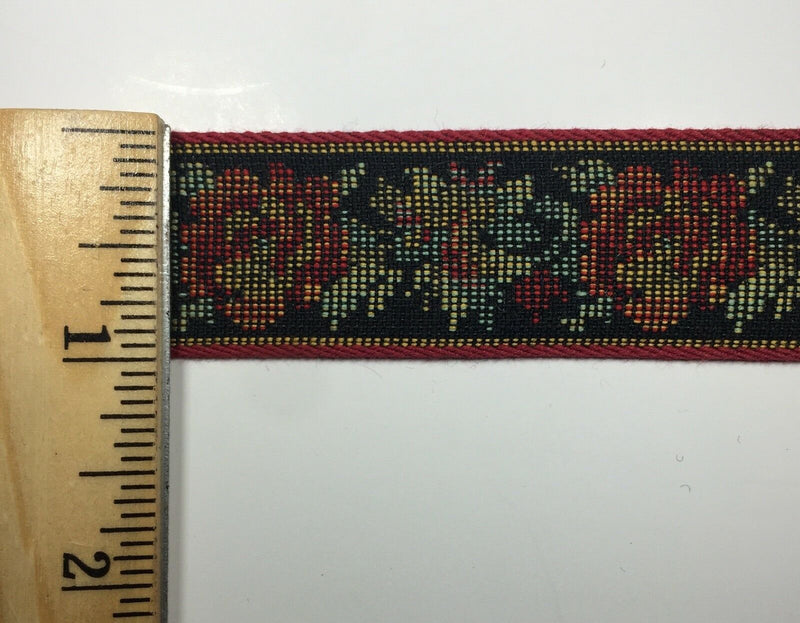1" Woven Tapestry Floral Elegant Webbing Trim -12 Continuous Yards- MANY COLORS!