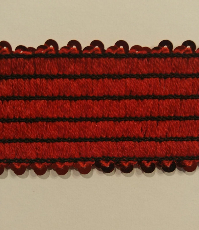 6 ROW (2-1/8") STRETCH SEQUIN TRIM - 6 Continuous Yards - Many Colors Available