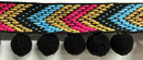 1/2" Pom Pom Poly Ball Fringe with Jacquard Ribbon - 12 Yards!