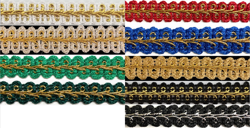 1/2" Metallic Braid Gimp Trimming - 10 Continuous Yards - Many Colors!
