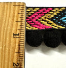 1/2" Pom Pom Poly Ball Fringe with Jacquard Ribbon - 12 Yards!