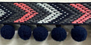 1/2" Pom Pom Poly Ball Fringe with Jacquard Ribbon - 12 Yards!