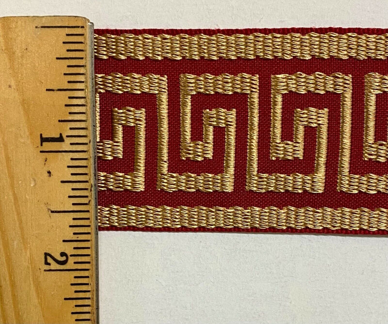 1-3/4" Greek Key Jacquard Woven Ribbon Trim - 6 Continuous Yards - Many Colors!