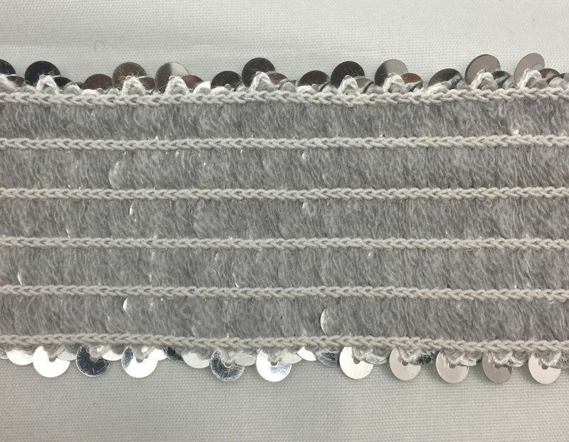 6 ROW (2-1/8") STRETCH SEQUIN TRIM - 6 Continuous Yards - Many Colors Available