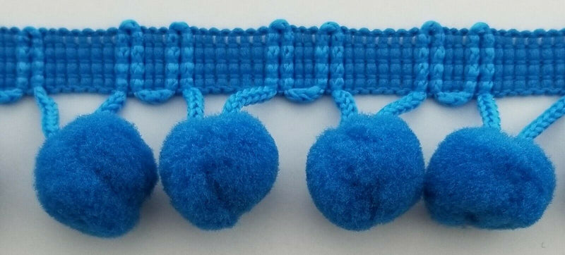 Blue Pom Pom Trim, Premium Turquoise Pompom Braid for Crafts