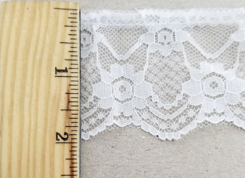 1-3/4" Ruffled Gathered Lace Trimming - 12 Yards - Color Options!