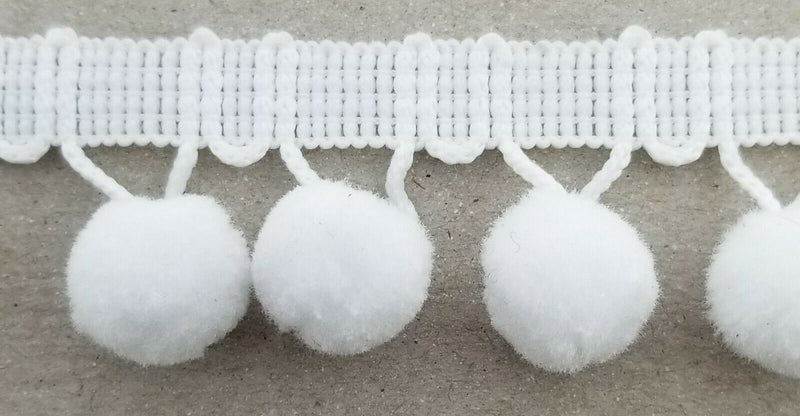 Fluffy White Pom-Pom Ribbon- 10 Yards