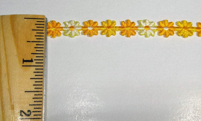 3/8" Venice Lace Daisy Trim Color Yellow White Multi - 30 Yards